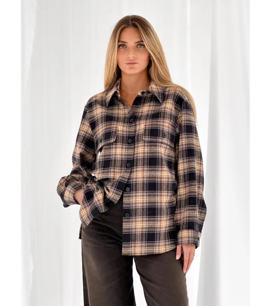 Check-print flannel shirt