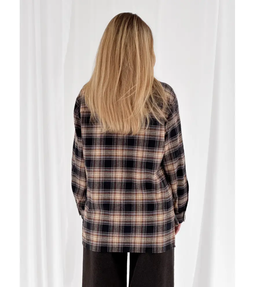 Check-print flannel shirt