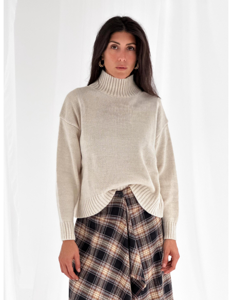 Maglione a collo alto in misto lana