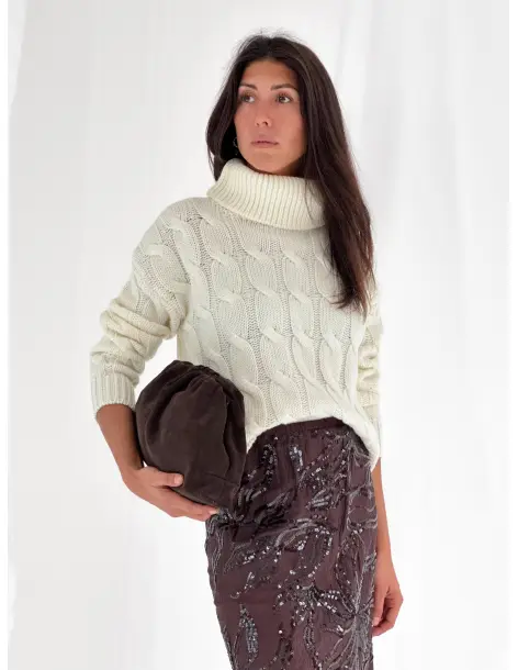 Cable-knit turtleneck sweater