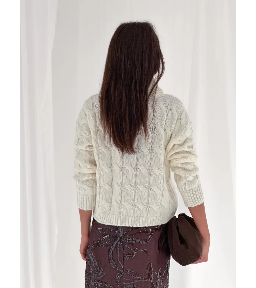 Cable-knit turtleneck sweater
