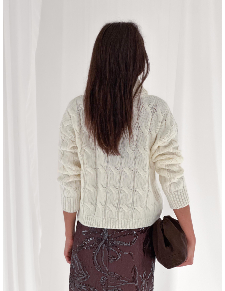 Cable-knit turtleneck sweater