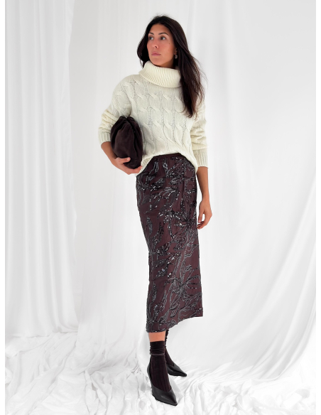 Maglione dolcevita a trecce