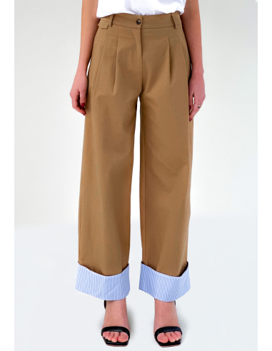 WIDE LEG TROUSERS WITH CONTRAST TURN UP