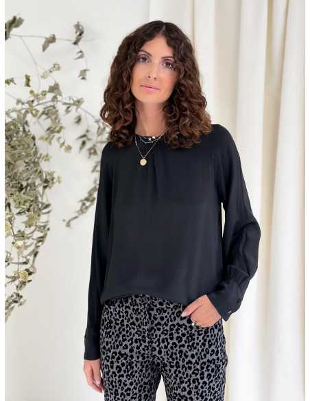 BLUSA CON ARRICCIO IN CRÊPE DI VISCOSA & SETA