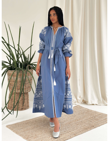 LONG EMBROIDERED COTTONE DRESS