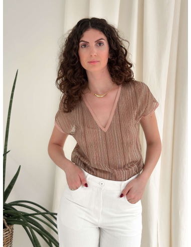TOP A RIGHE IN LUREX