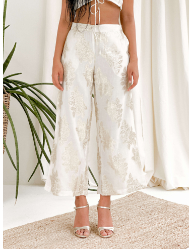 JACQUARD LUREX THREAD PANTS